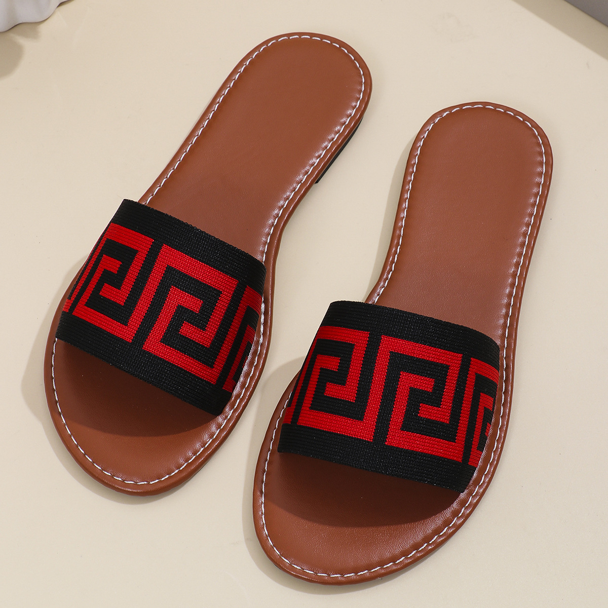 Large Size Flat For Outdoor Wear 2025 New Designer Sandals Summer Fabric Round Head Women's Slippers Slippers