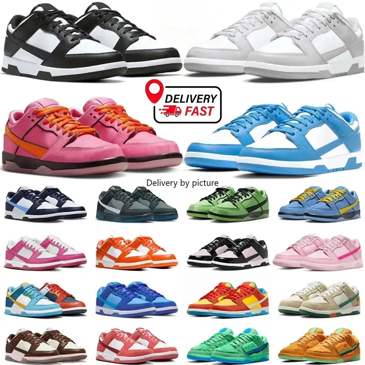 2025 New Designer Men Running dunk Shoes Sneaker Panda White Black UNC Blue Dust Grey Fog Photon Syracuse Candy Vintage Green Sail Trail Women Trainers Sports Eur 34-48