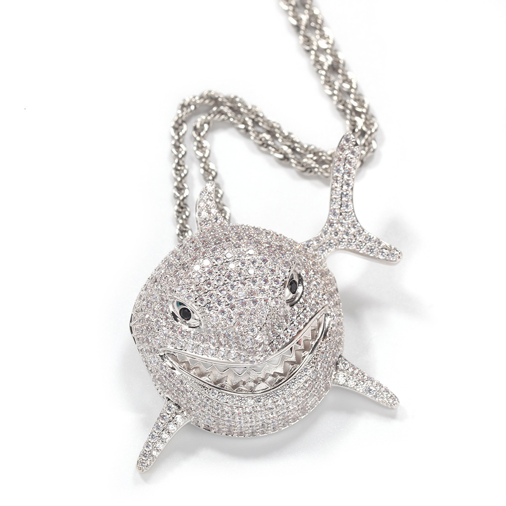 6ix9ine same moissanite shark pendant mens hip hop personality fashion brand Necklace nightclub accessories