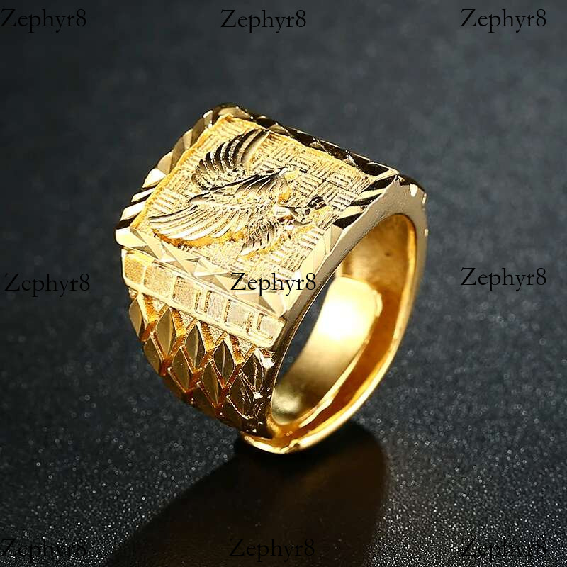 2025 New model girl Punk Rock Eagle Men 's Ring Gold Color Resizeable Finger Jewelry Never Fade
