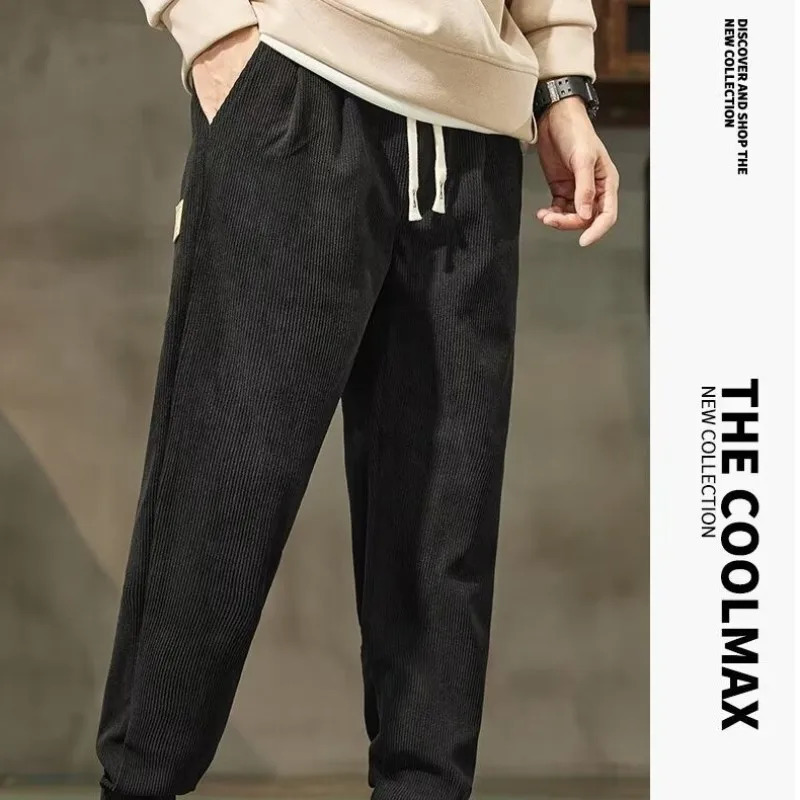 Corduroy Pants For Boys Winter Sports Foot Binding Trendy Autumn And Loose Fit Mens Casual Fashion Jogger Men 250311