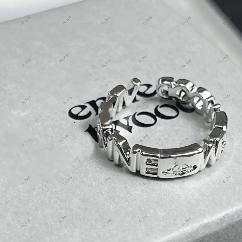 Designer Rings Western Empress Dowagers Hollow Cut Letter Saturn Ring For Womens Light Luxury Simple And Unique Design High Grade Open Ring Jewelry