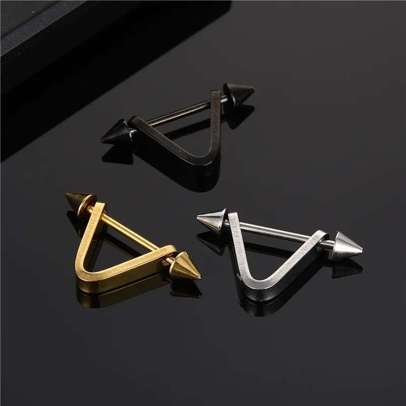 2025 New model Korean V Simple Personality Triangle Stud Earrings Punk Stainless Steel Geomertic Earring For Fashion Women Men Jewelry