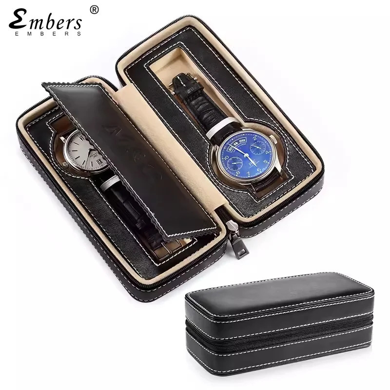 Embers Watch Box 2 4 8 Slots Leather Watch Storage Box Portable Watch Travel Case Shockproof Scratch-resistant 250314