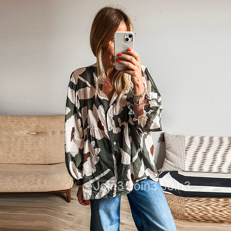 Autumn New Loose Flesh Covering Long Sleeved Shirt for Women 2025 Fashion Versatile Flower Printed Shirt for Women