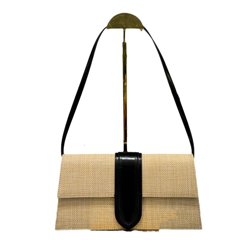 2024 Winter New Simple Straw Woven Casual Versatile Small Square Bag, Niche Design, Single Shoulder Crossbody Handheld Women's Bag
