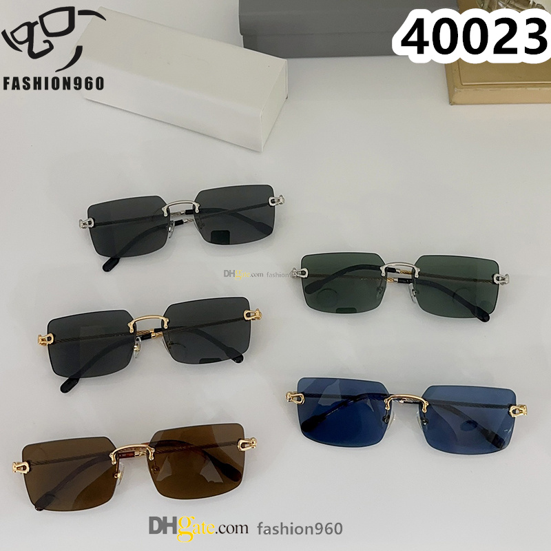 Square mens designer sunglasses for Women Diamond cut Vintage Retro Rimless Designers outdoor Travel Metal Frame Glasses lunette Oculos De Sol 40023