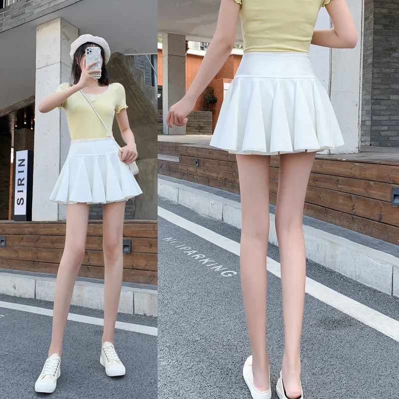 Korean style womens pleated skiing mini high waisted Japanese wardrobe malfunction anti dance skateboard 250312