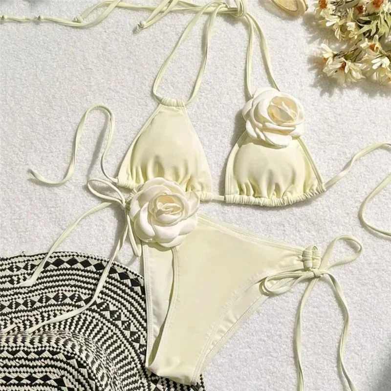 3D floral two-piece bikini swimsuit for women lace swimsuit for women independent Bandeau Biquini beach swimsuit 250314