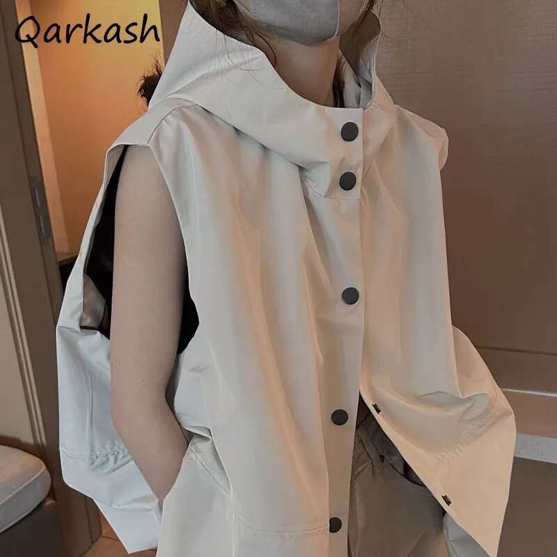 2025 new vest women's hooded jacket designer fashionable single breasted loose casual Korean style for salesimple and fully equipped, breathable 