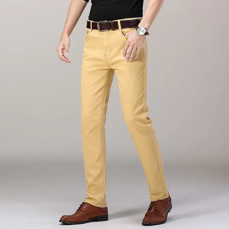 Solid Color Casual Pants Male Fashion Handsome Men Slim Straight Leg Red Stretch Long Plus Size Trousers 250311