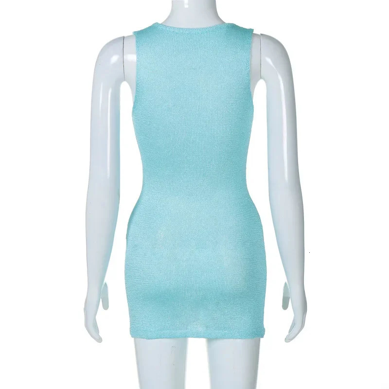 Casual Knit Y2K Streetwear Short Mini Beach Dress Sundress Women Summer Bodycon Sleeveless Party Club Dresses Outfits Gift 250314
