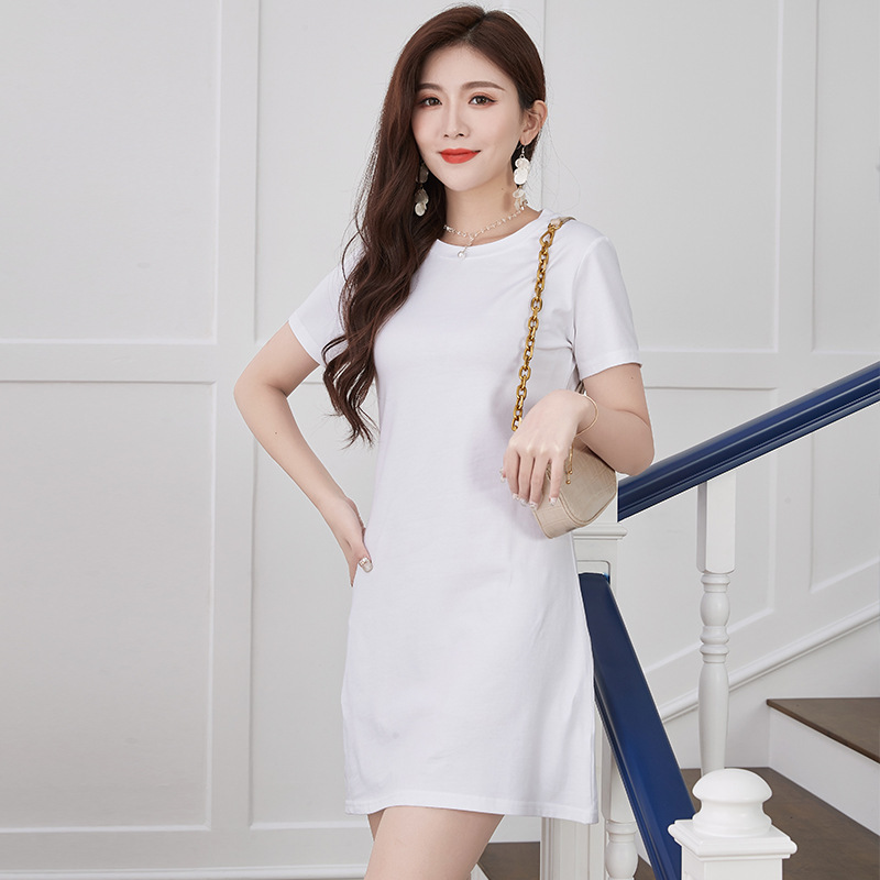CL2130 Slim Korean Fashion Summer 2024 New Women's Temperament High Waist T-shirt Dress