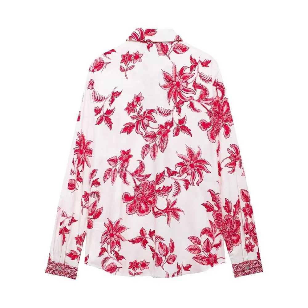 Two Piece Dress 2025 MSNOLOA Summer New Womens Retro Emblem Pattern Flower Print Shirt Hollow Flower Mini Wrap Skirt Y250315BF0W