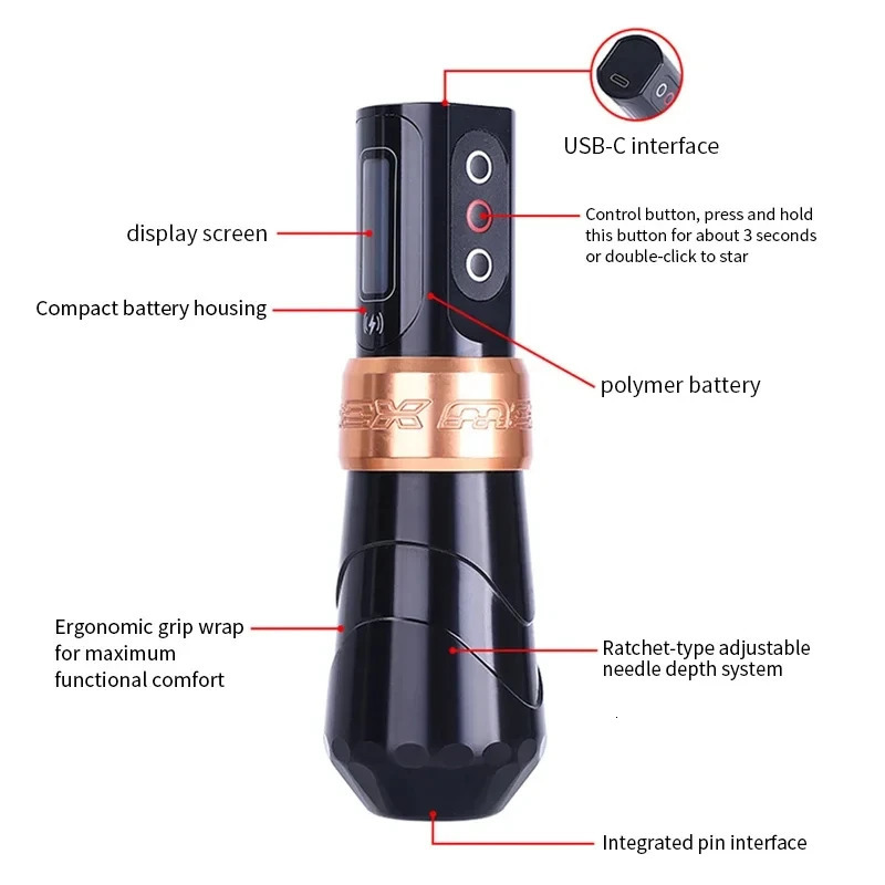 FLUK MAX Tattoo Machine Pen 2400mAh Battery 35mm40mm Stroke Coreless Motor Lithium For Artists 250304