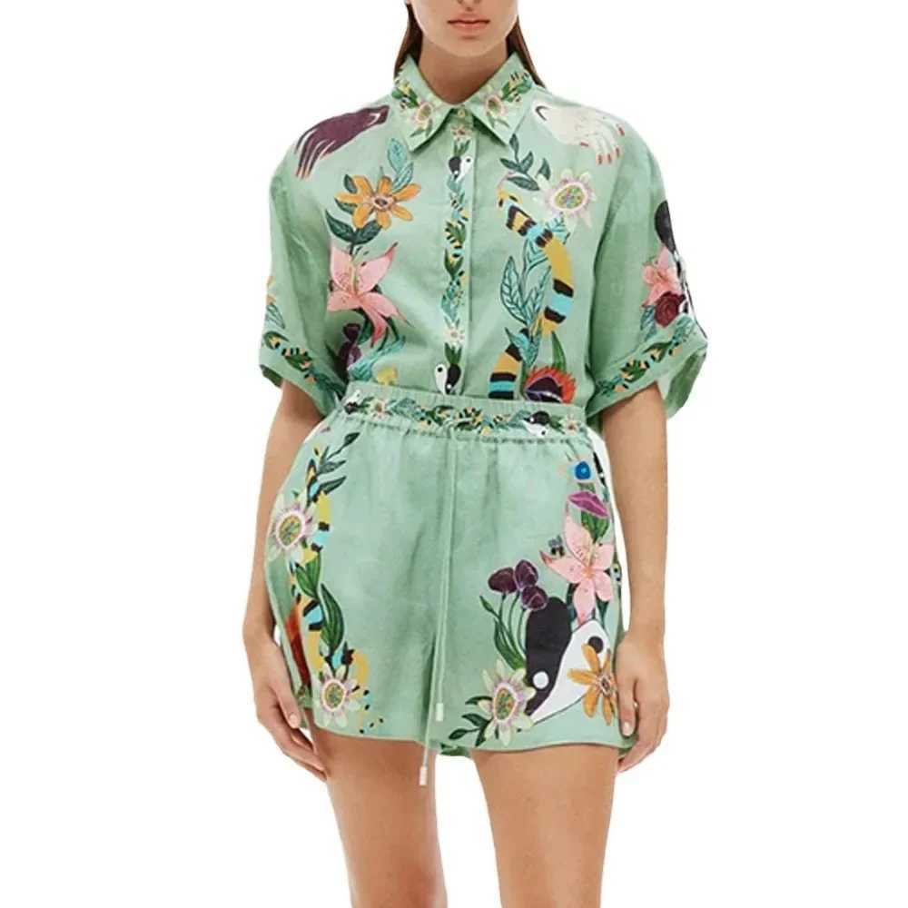 Two Piece Dress Summer loose printed womens clothing set casual 2-piece short top cross-border trade fast sales fashion set Y2503158N77
