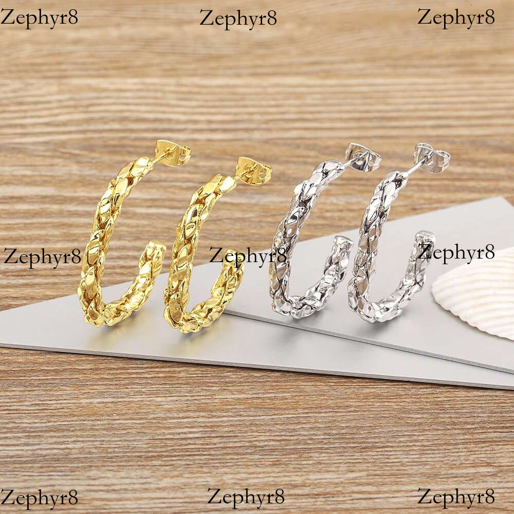 2025 New model Nidin Fashion Gold/Sliver Color C Shape Creative Design Earrings for Woman Retro Punk Hip Hop Metal Irregular Ear Jewelry Gift