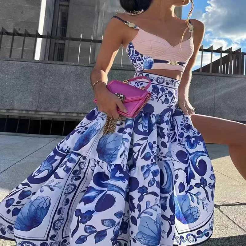 Two Piece Dress The best-selling new printing tank technology set large sports Dr 2-piece set fashionable independent station Y250315HDGK
