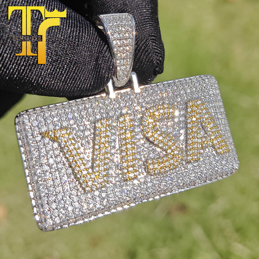 Hip Hop Jewelry Mens Iced Out Custom Letter Pendant 925 Sterling Silver VVS Moissanite Diamond Number Name Initial Logo Pendant