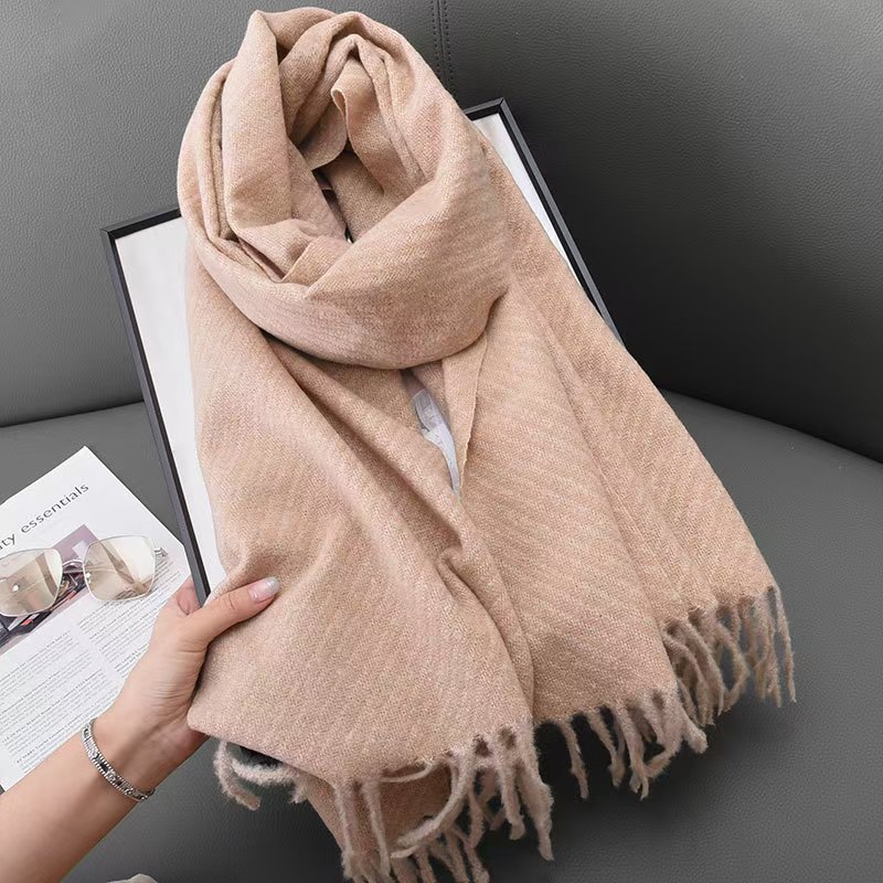 K138 Autumn and winter new retro tassel scarf Korean style fashion imitation cashmere student shawl versatile thick warm neck scarf