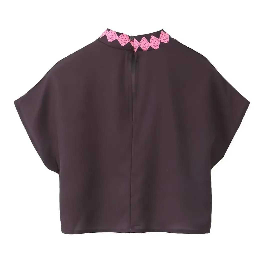 Two Piece Dress 2025 Female Summer Elegant Suits Back Hollow Button Decoration Print O-Neck Short Top+Bow Lace-up Side Zipper Skirt Mujer Y250315I9ZD