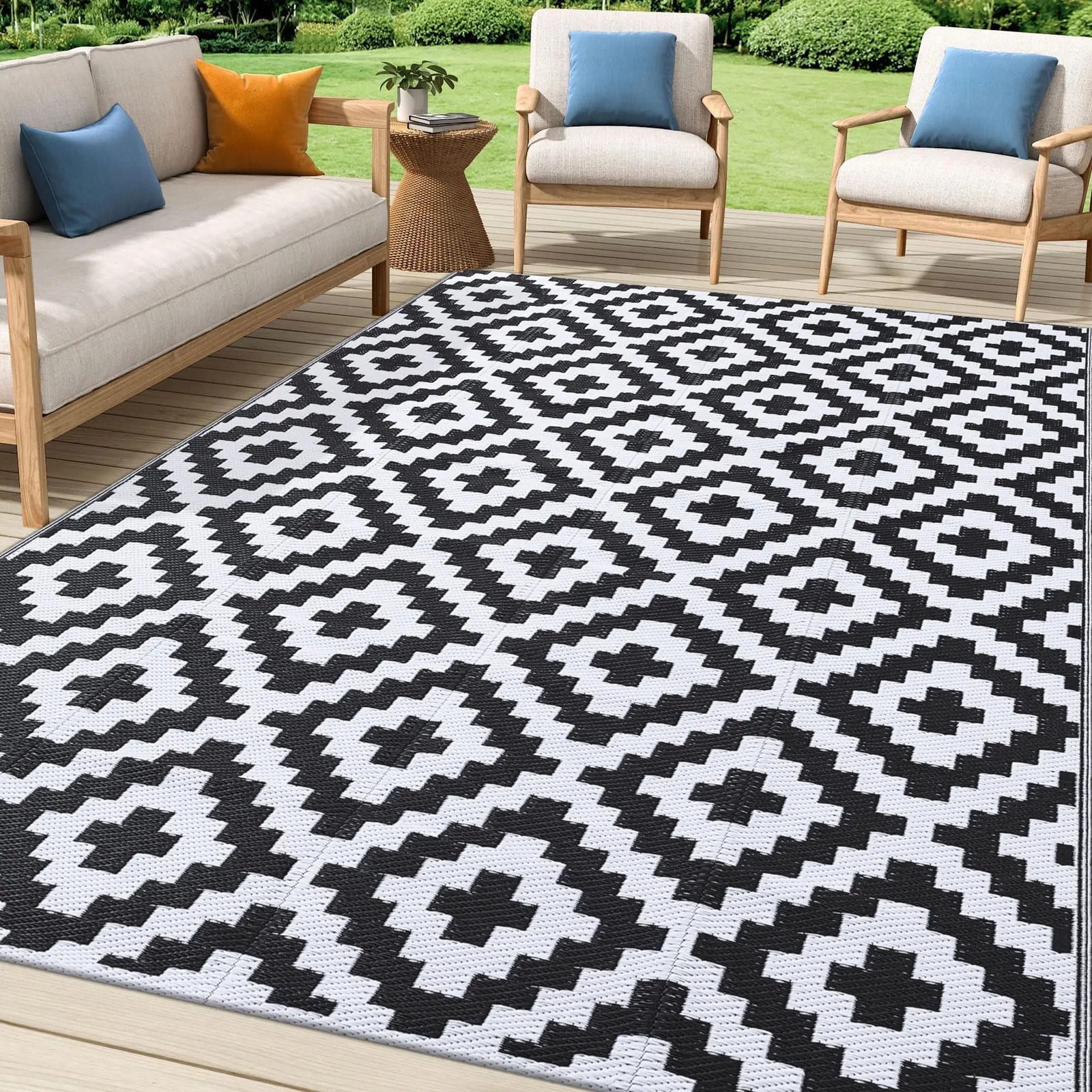 Olanly Waterproof Outdoor Rug Big Size Reversible Plastic Straw Patio Rug for Camping Mat Outside Indoor Outdoor Picnic Carpet 250311