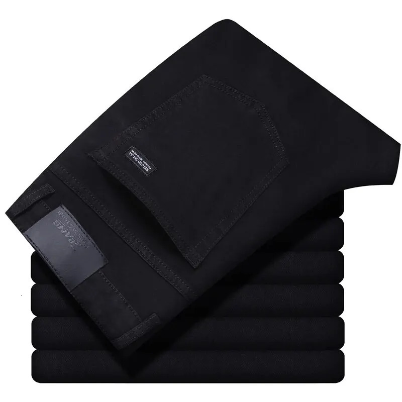 Whinlee Business Mens Jeans Casual Straight Stretch Fashion Classic Blue Black Work Denim Trouser Brand Clothing 250312