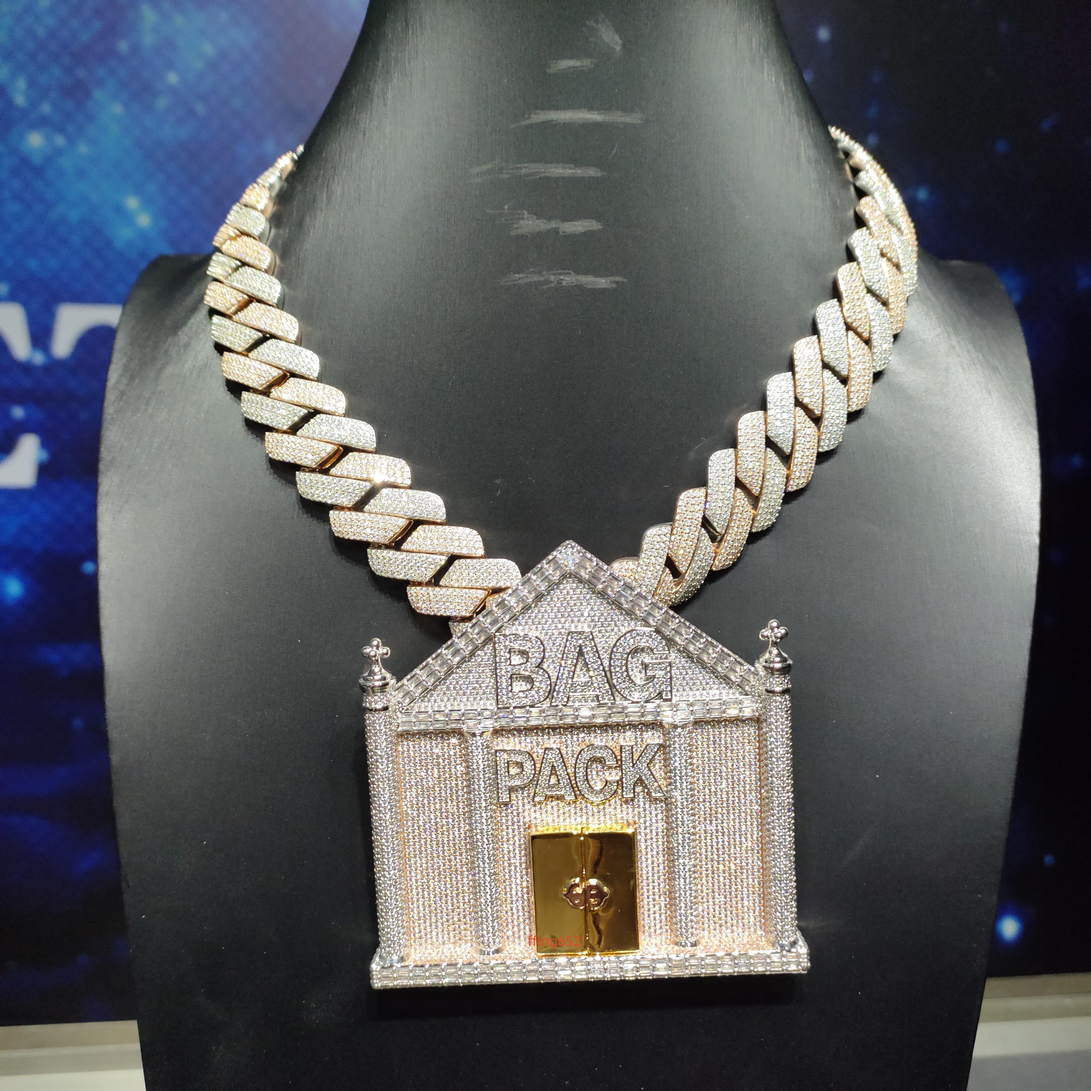 Silver 925 Moissanite Pendant Manufacturer Pendant Necklace for Men Ice Out Hip Hop Jewelry Custom Pendant Necklace