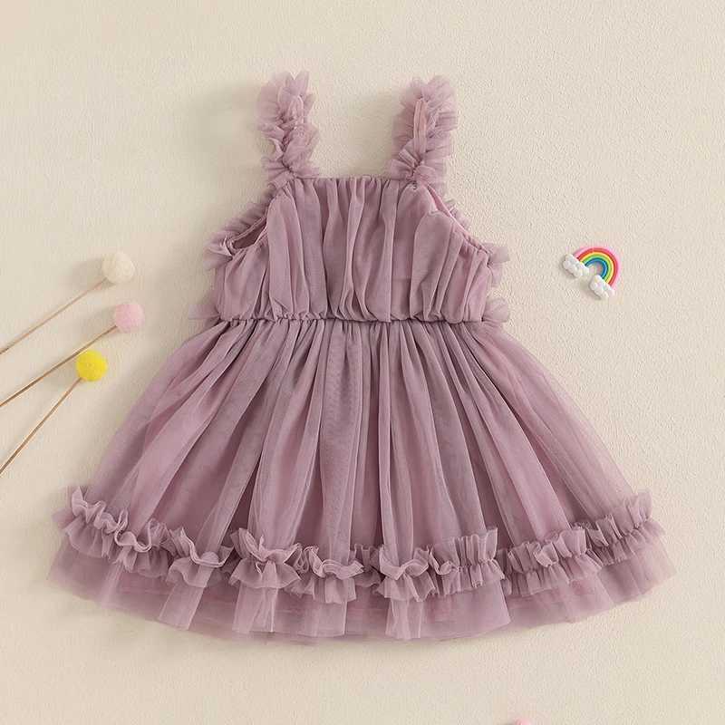 First birthday party baby dress summer princess one year baby girl dress solid color chiffon sleeveless toddler dressT250315