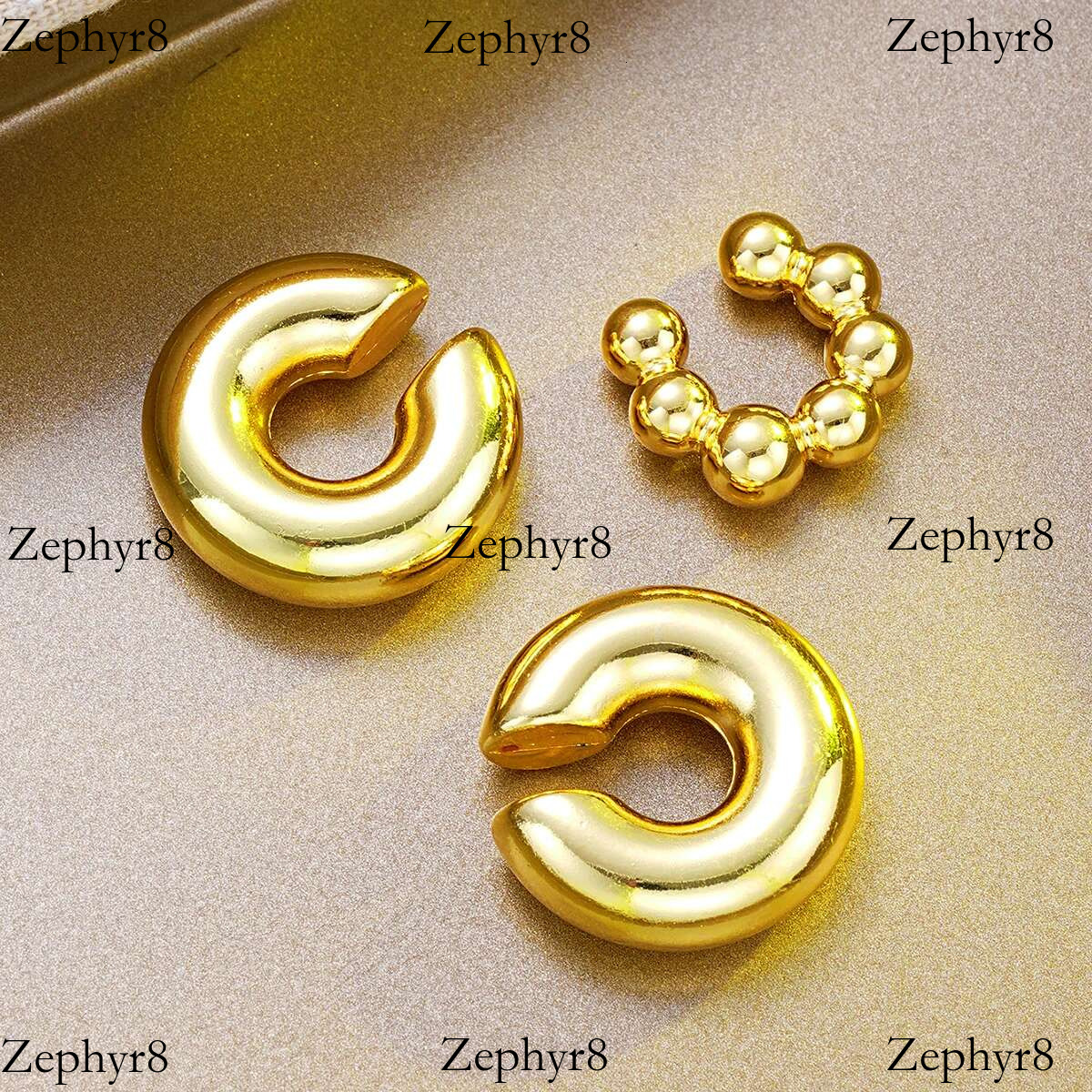 2025 model New Exaggerated Wide Clip-On Earrings Set For Women Simple Gold Color Copper Metal Earring Daily Wear Vacation Jewelry Gift