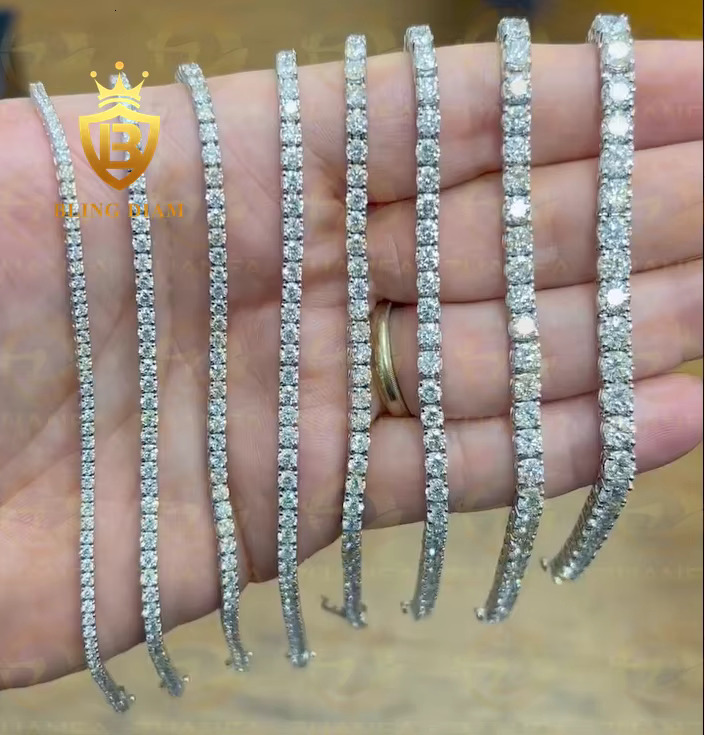 Trendy Jewelry Pass Diamond Tester VVS S925 Sterling Silver 2mm 3mm 4mm Tennis Chain Moissanite Women and Men Tennis Necklaces