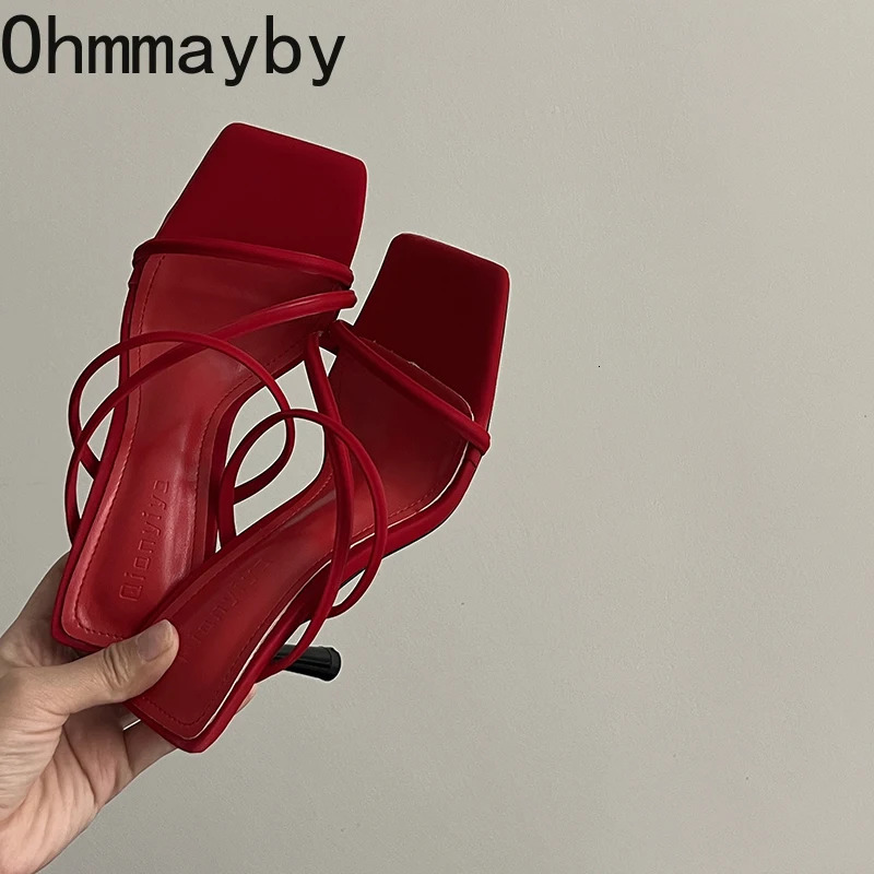 er Summers Narrow Band Women Slippers Shoes Casual Street Style Ladies Elegant Party Dress High Heel Slides 250314