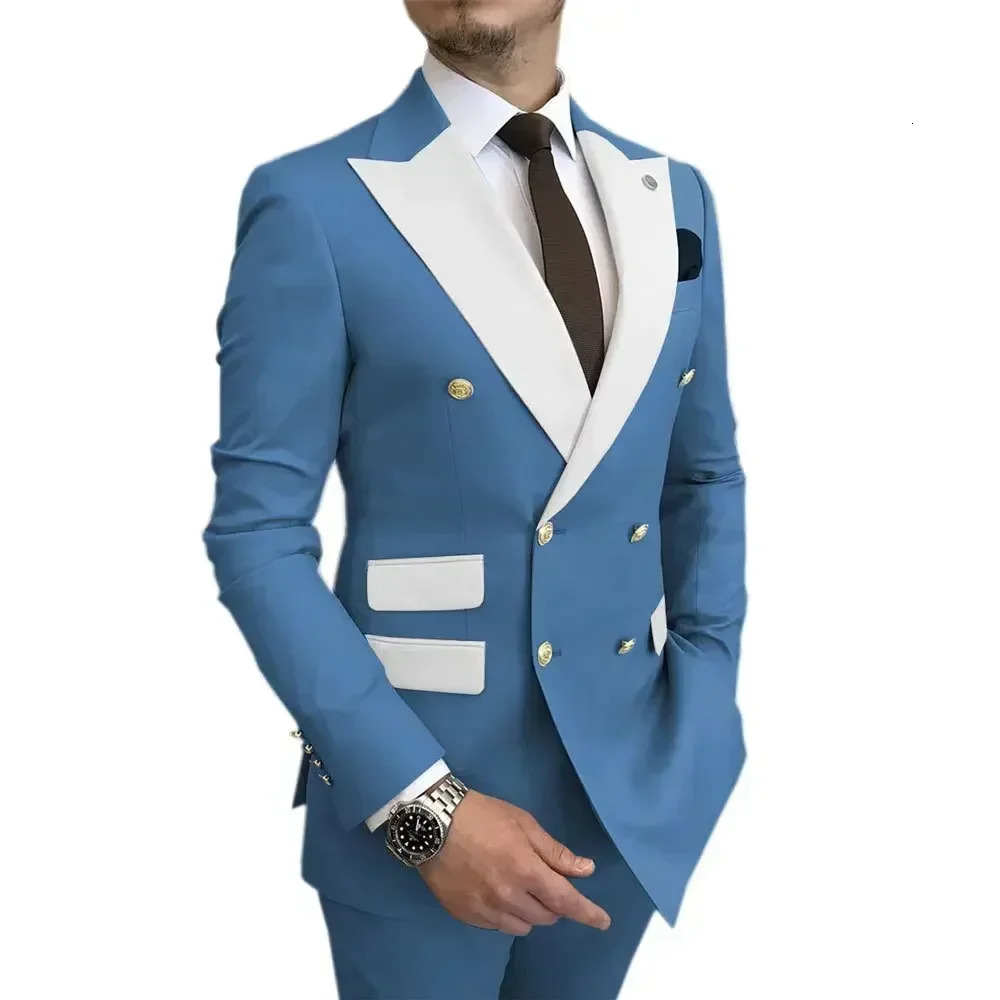 2-piece jacket and pants set elegant mens clothing double-layer used for wedding dresses stage costumes and beauty treatments 250314