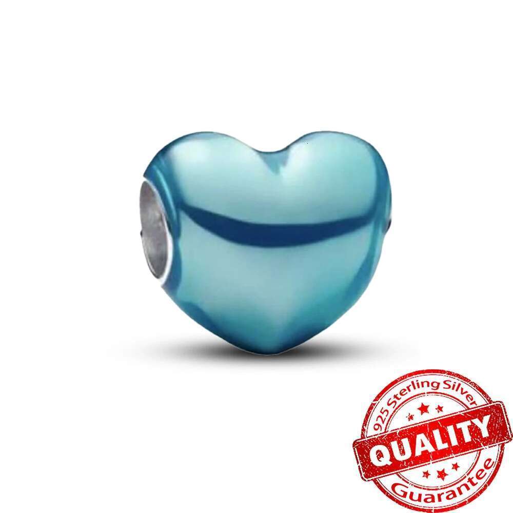 925 Sterling Silver Colorful Series Heart Charm Fit Charms beads Bracelet DIY Jewelry Accessories Heart Beads for mother's day gift wholesale