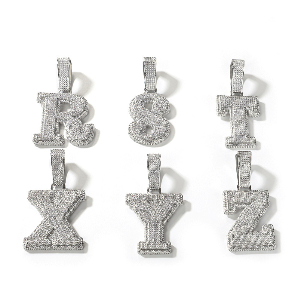 Custom Mossanite Pendant 26 letters Initial Name Letter 925 Sterling Silver Hiphop Moissanite Pendant