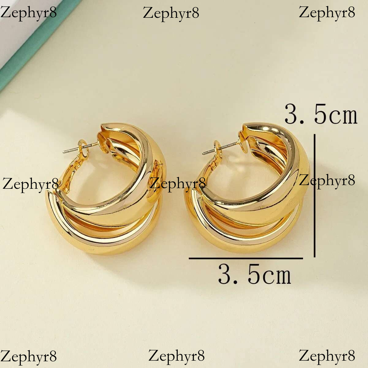 2025 New model Stainless Steel Chunky Hoop for Women Girls Gold Color Double Ring Thick Geometric Drop Earrings Statement Jewelry Gift