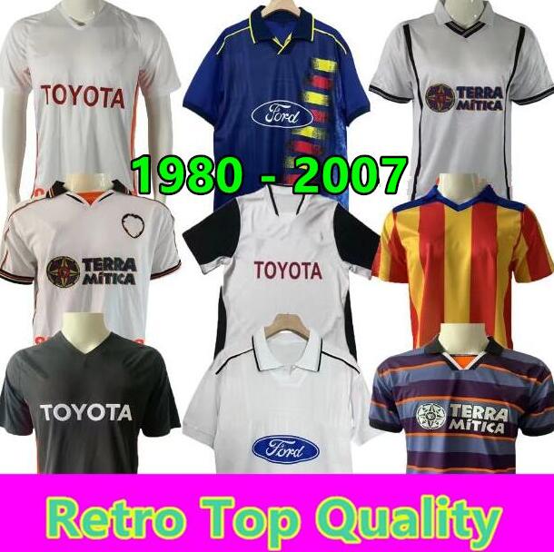 03/04 Retro ValenciaS Soccer Jerseys MENDIETA VICENTE ANGULO DAVID VILLA retro 80 80 96 97 99 00 03 04 05 06 07 home away men Football Shirt
