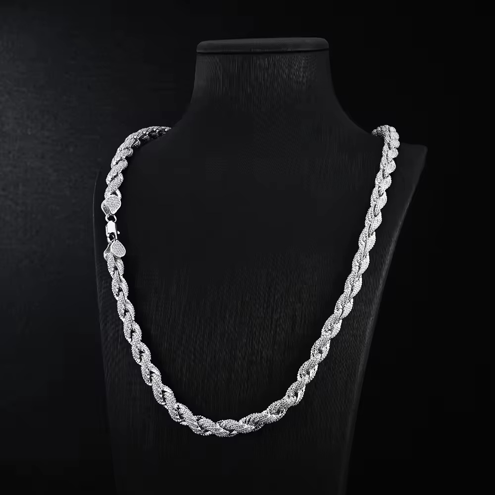 Gra Certificate Factory Price Custom Rapper Big 8mm 925 Sterling Silver Full Iced Out Moissanite Twist Rope Chain for Men