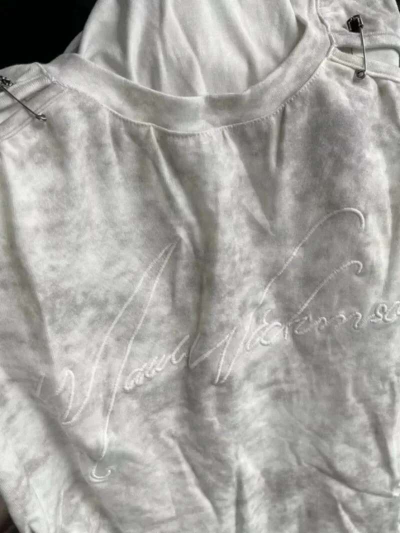 2025 new O-neck short sleeved pleated slim fit T-shirt, retro American style designer, fashionable aesthetic, crop top, embroidered letter women'
