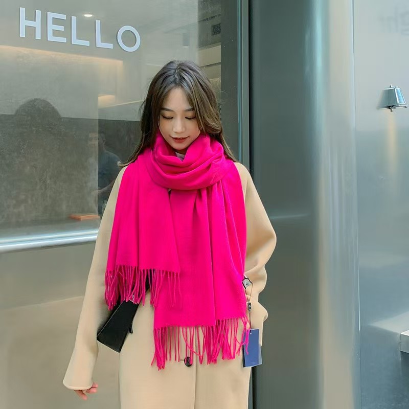 K135 Wool scarf for women autumn and winter 2024 new style solid color shawl winter cashmere scarf men's imitation cashmere scarf
