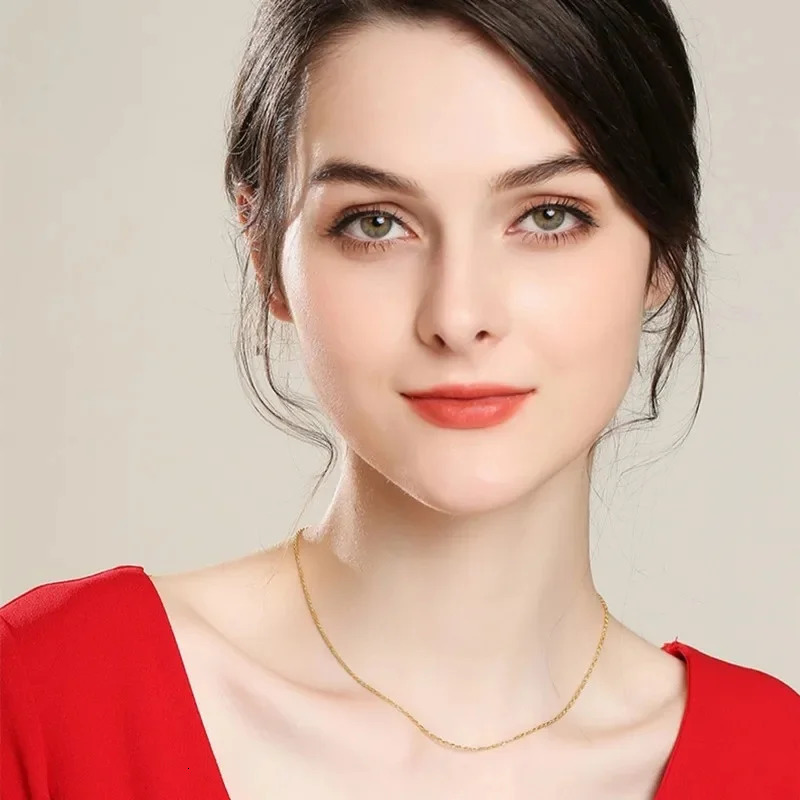 Real 18K Gold Womens Necklace AU750 With Pendant Rope Chain Festival Fashion Simple Style Fine Jewelry DC1038 250311
