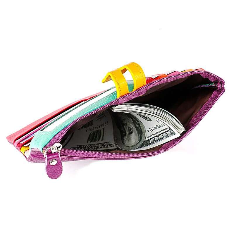 2025 New Women's Leather Long Handbag, Women's Wallet Designer Fashion Zipper Pocket, Colorful Mobile Wallet, Women's Folding Bag3