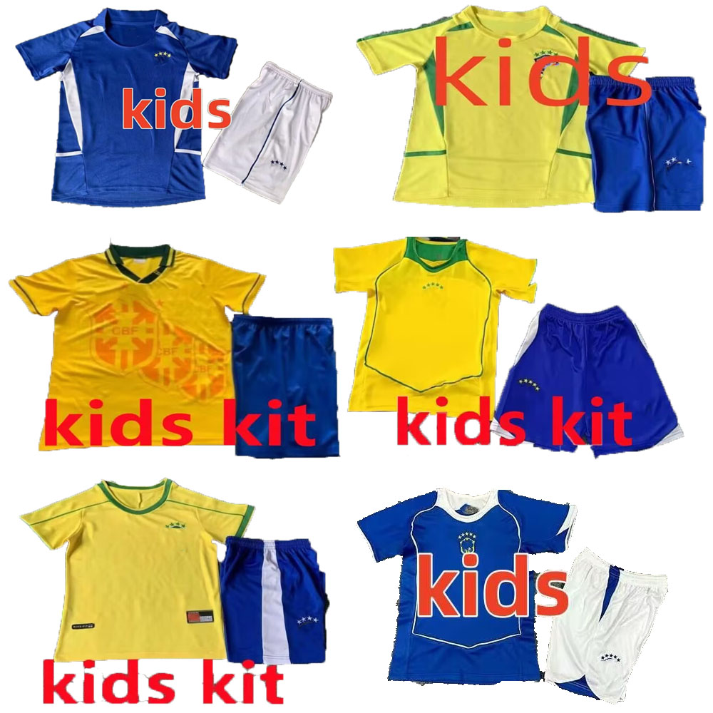 Vintage Brazil Soccer Jersey - Retro KAKA 8 RONALDO 9 Football Shirt for Kids, Breathable & Comfortable, RIVALDO Ronaldinho Short Sleeve, Classic Design