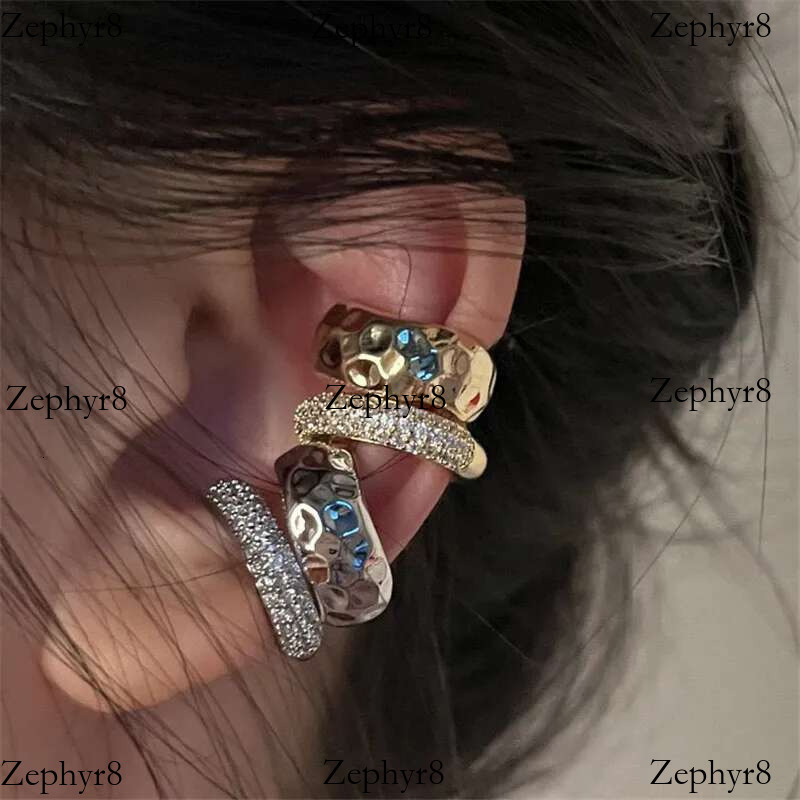 2025 New model Fashion Zircon Double-layer Cuff No Piercing Earring 2024 Trendy Punk Unique Metal Geometric Ear Clip for Women Jewelry