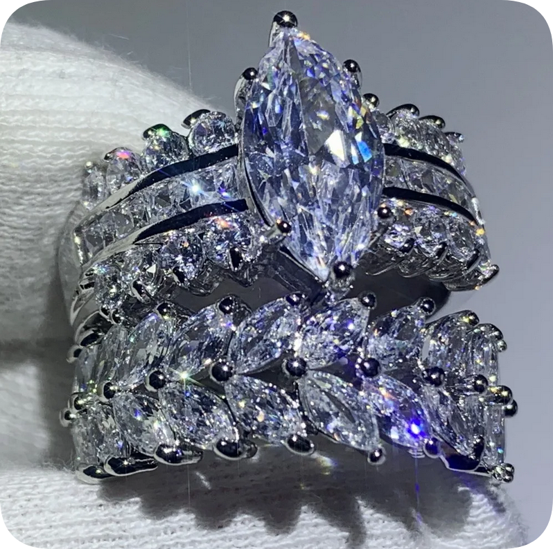 Sparkling Couple Wedding Rings Set Jewelry Sterling Sier Fill Marquise Cut White 5A Cubic Zircon CZ Dia Party Eternity Women Engagement Band Ring