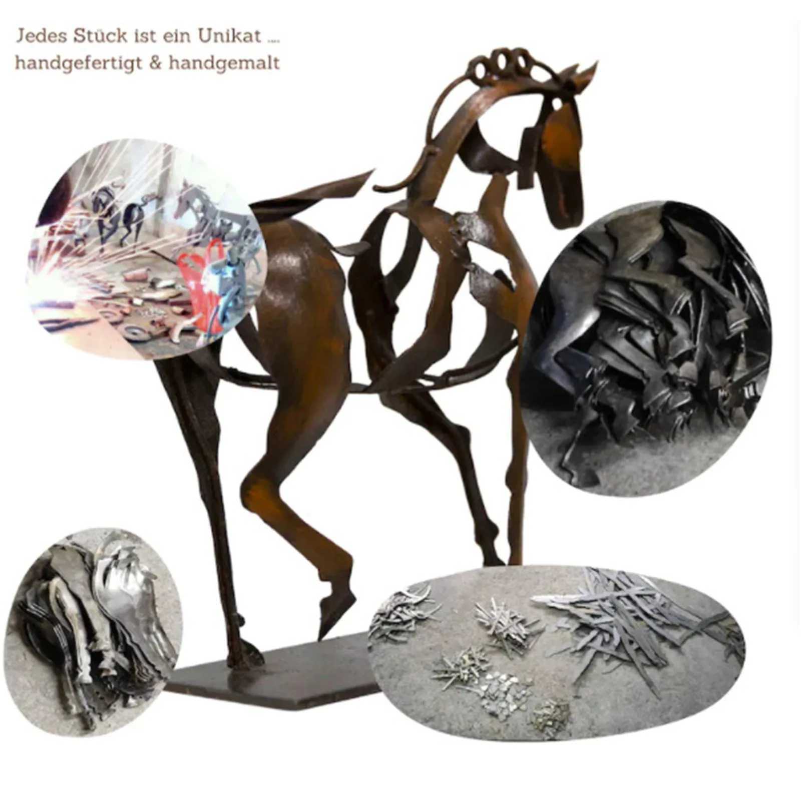 Horse Sculpture Metal LED 3D Animal Sculpture Home Restaurant Office Decoration Home Decoration Gifts Y250315