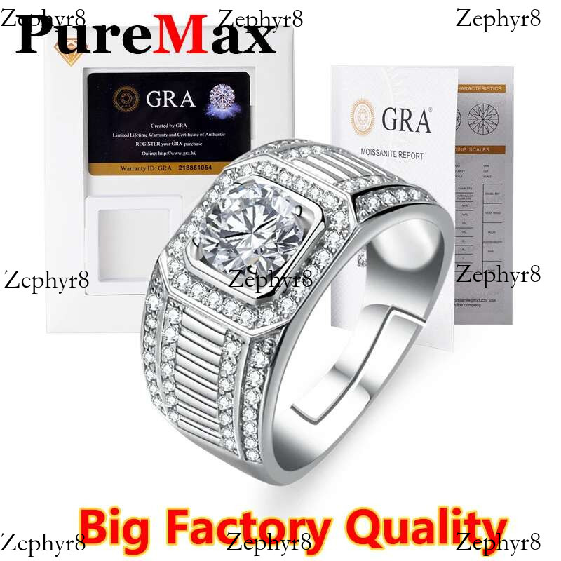 2025 New model PureMax D Color Copper Plating Gold Simple Moissanite For Engagement Wedding Men Ring with GRA