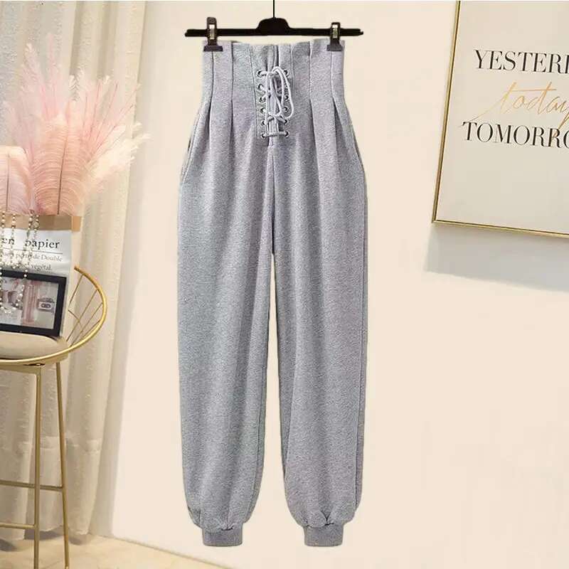 2025 New Korean Fashion Long Sleeve T-shirt Designer Fashion High Waist Lace Casual Haren Pants Two Piece Set Elegant Women's Pants4