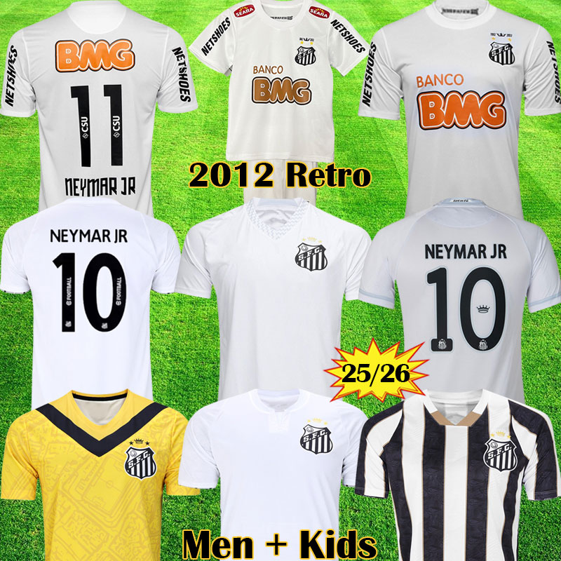 19 12 2011 2012 2013 Santos Retro Soccer Jersey 11 12 13 Neymar Jr Ganso Elano Borges Felipe Anderson 1970 Vintage Classic 24 25 26 Football Men Kids Kit Shirts Jersey 999