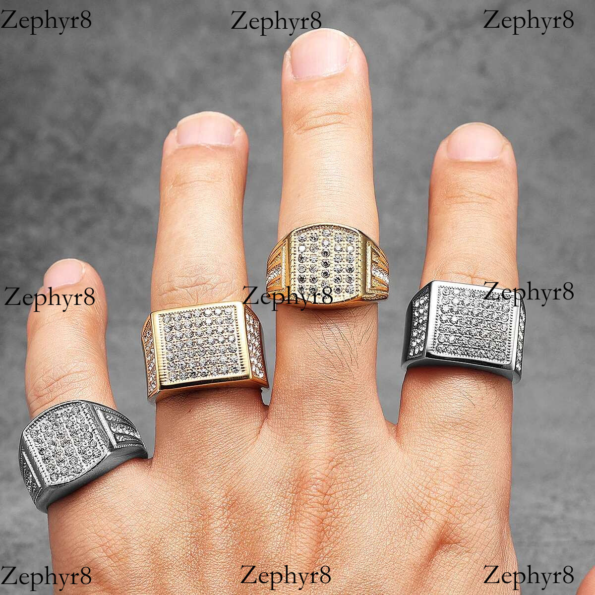 2025 model Gemstone Hip Hop Cross Men Rings Stainless Steel Women Couple Jewelry Punk New In Rock Fashion Accessories Gift Wholesale
